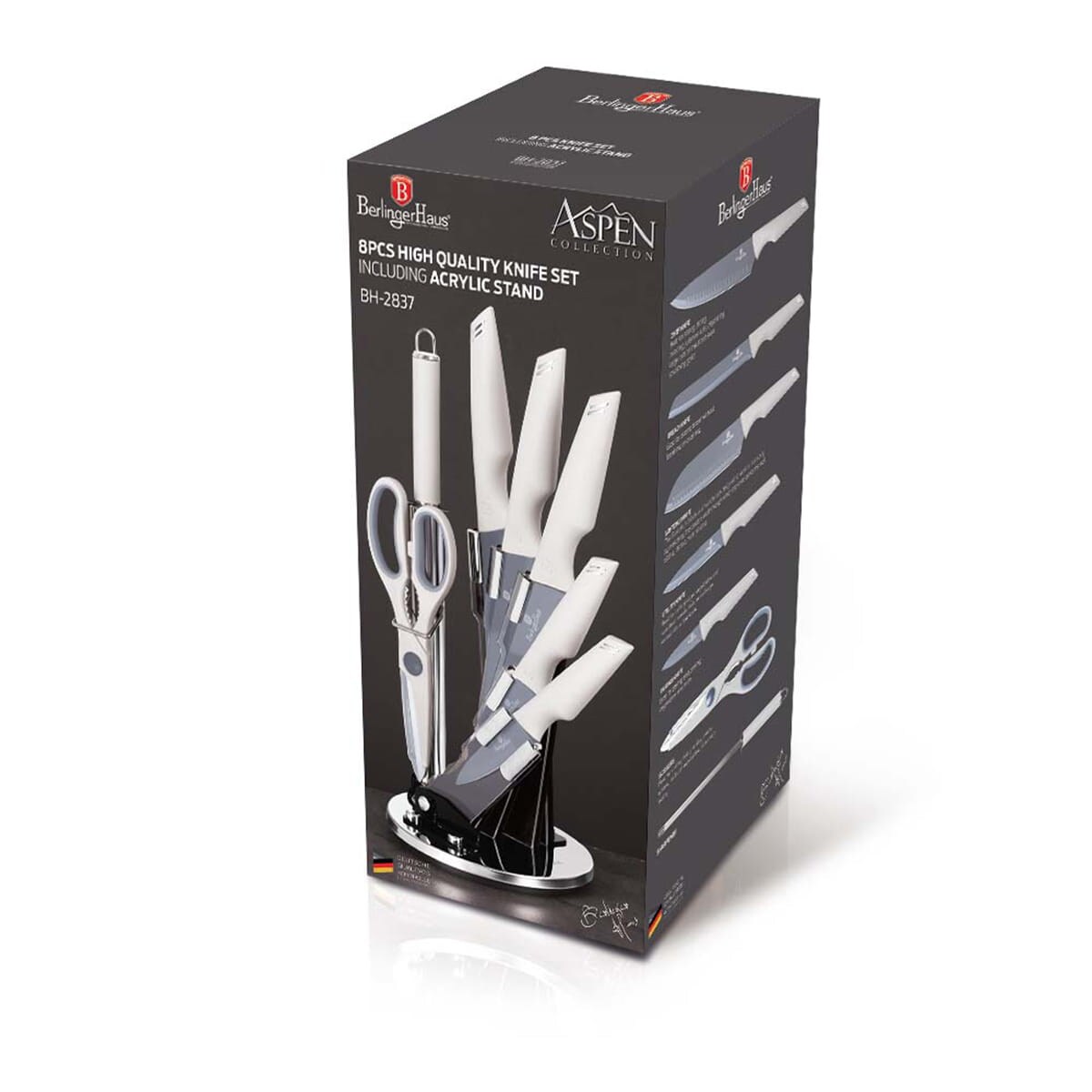 Zestaw noży w stojaku 8 elementów BERLINGER HAUS Aspen
