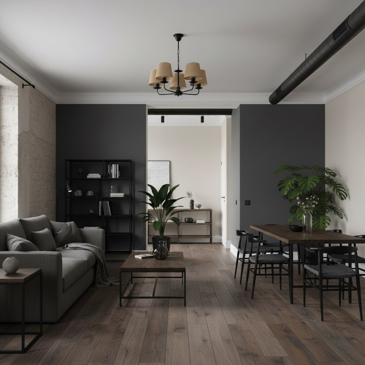 lampa wisząca boho 5 punktowa czarna edylit abażury z juty