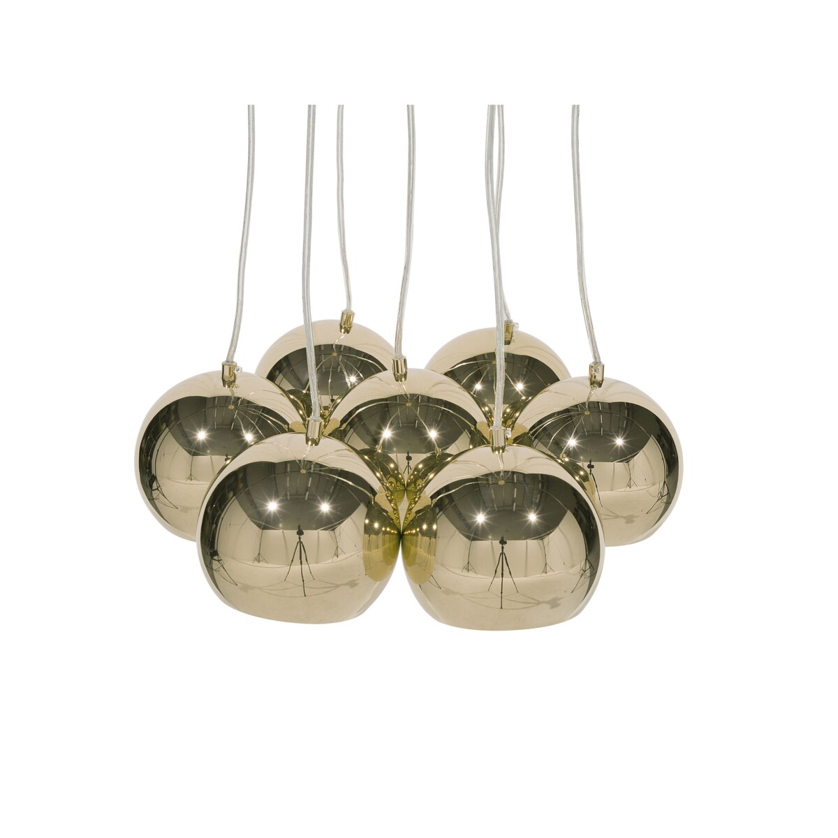 Lampa wisząca 7 kloszy metalowa złota OLZA