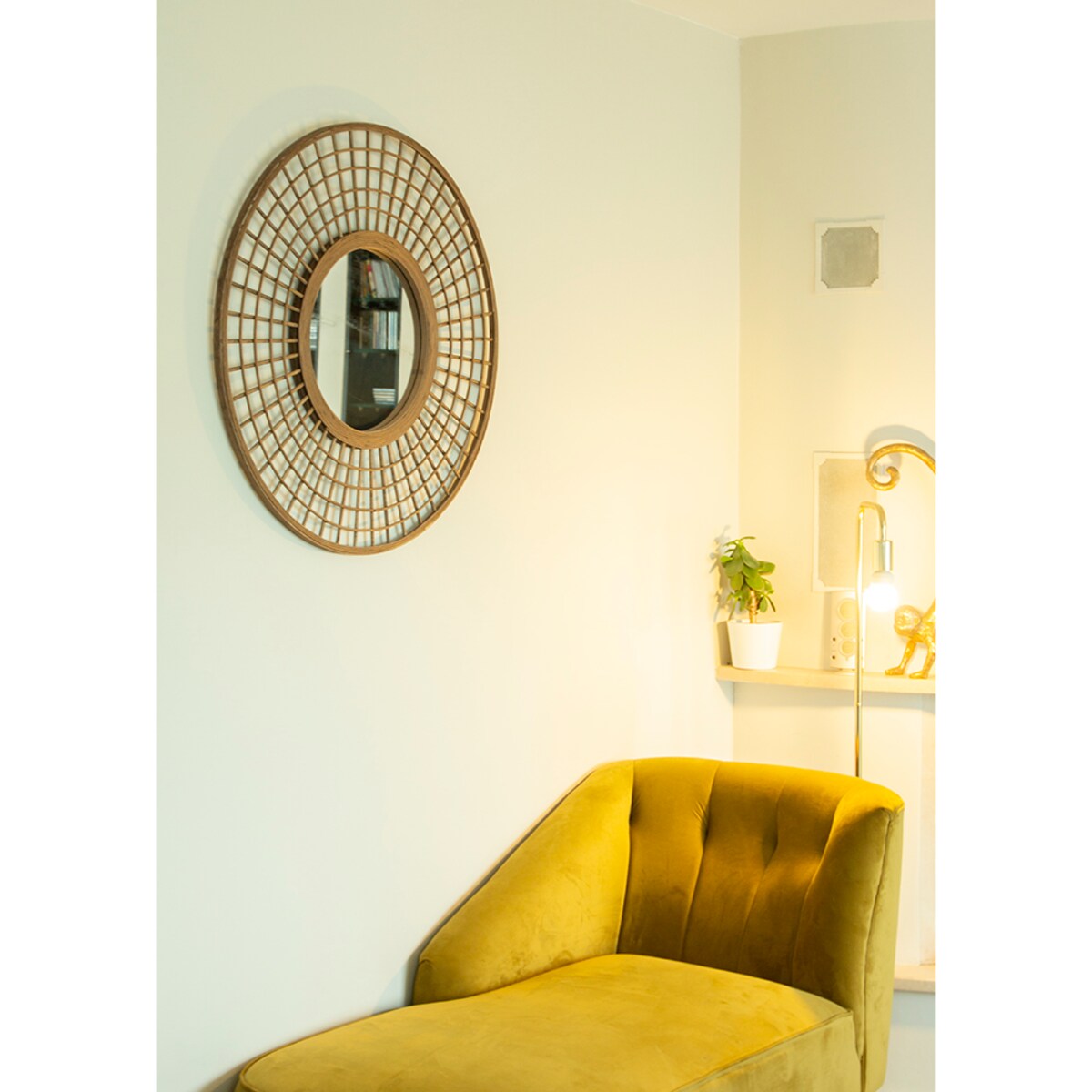 LUSTRO STYL BOHO bambusowe k. naturalny śr. 80cm