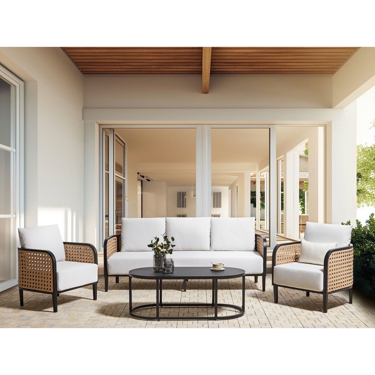 Zestaw ogrodowy 5-osobowy złamana biel MONTEFALCO