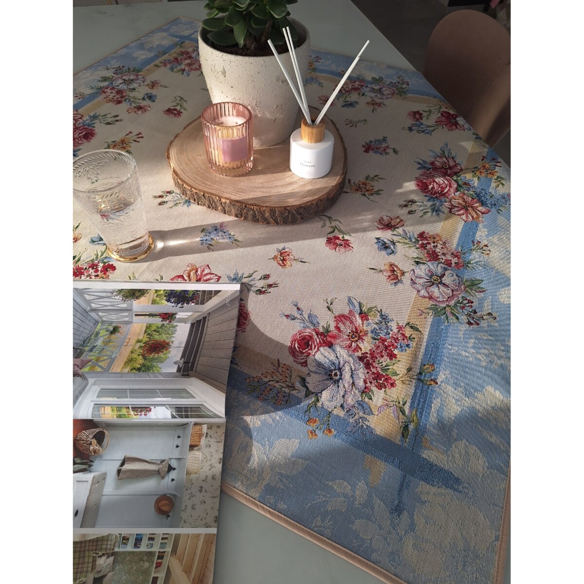 Obrus Na Stół 100X100 Cm Ozdobny Dekoracyjny Różany Ogród