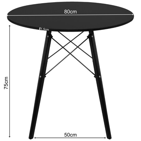 Stół 80 cm okrągły skandynawski nowoczesny do salonu jadalni czarny