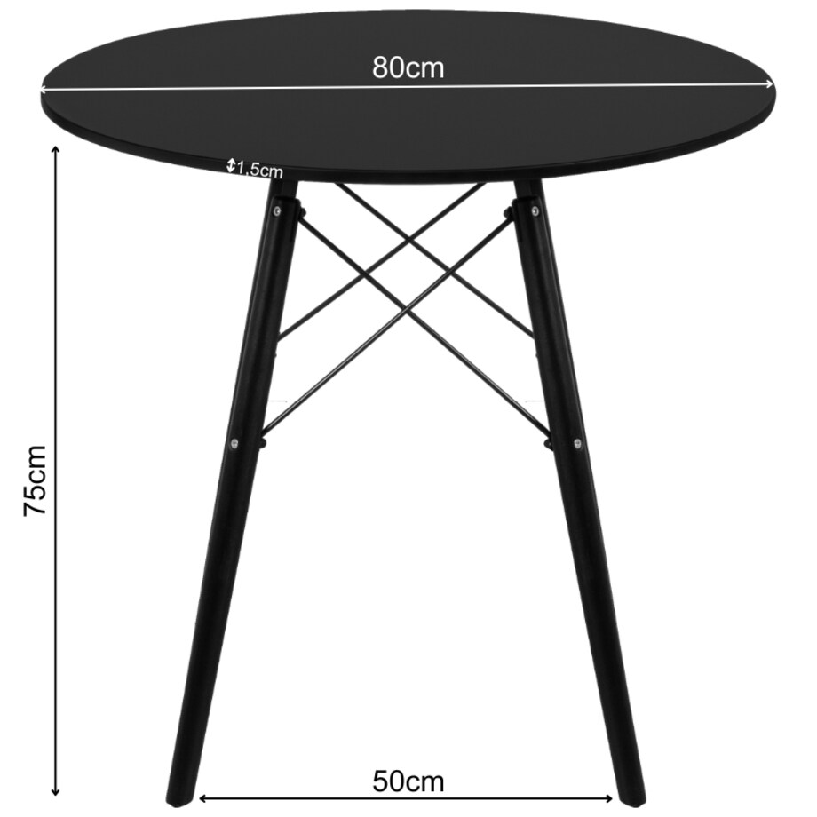 Stół 80 cm okrągły skandynawski nowoczesny do salonu jadalni czarny