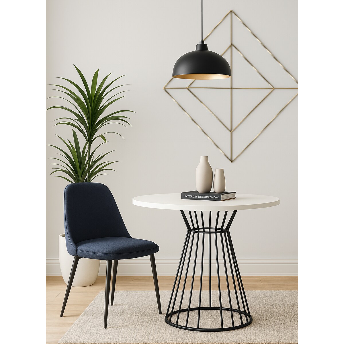 Okrągły stół Reo do salonu z metalową podstawą, blat 90 cm-biały