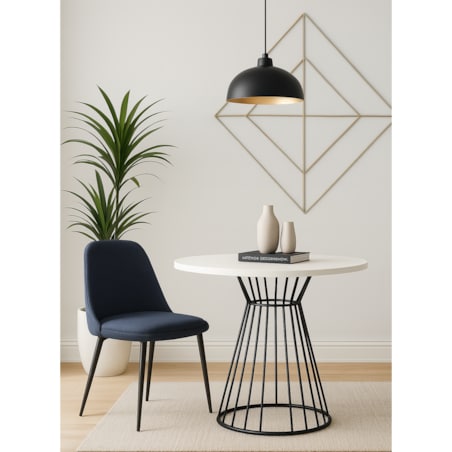 Okrągły stół Reo do salonu z metalową podstawą, blat 90 cm-biały