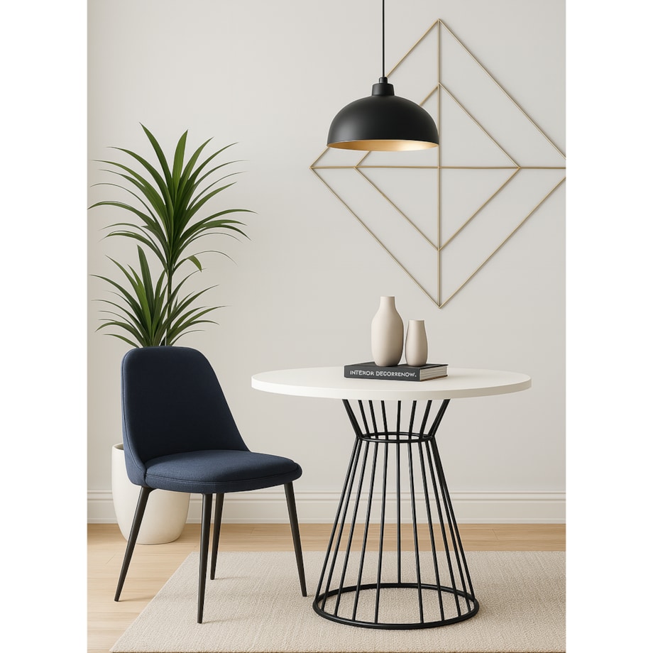 Okrągły stół Reo do salonu z metalową podstawą, blat 90 cm-biały