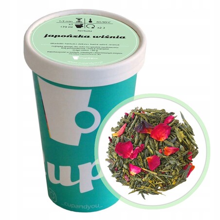 Herbata zielona JAPOŃSKA WIŚNIA kwiat wiśni premium sypana liściasta 120g - herbata liściasta sypana mieszanka napar susz