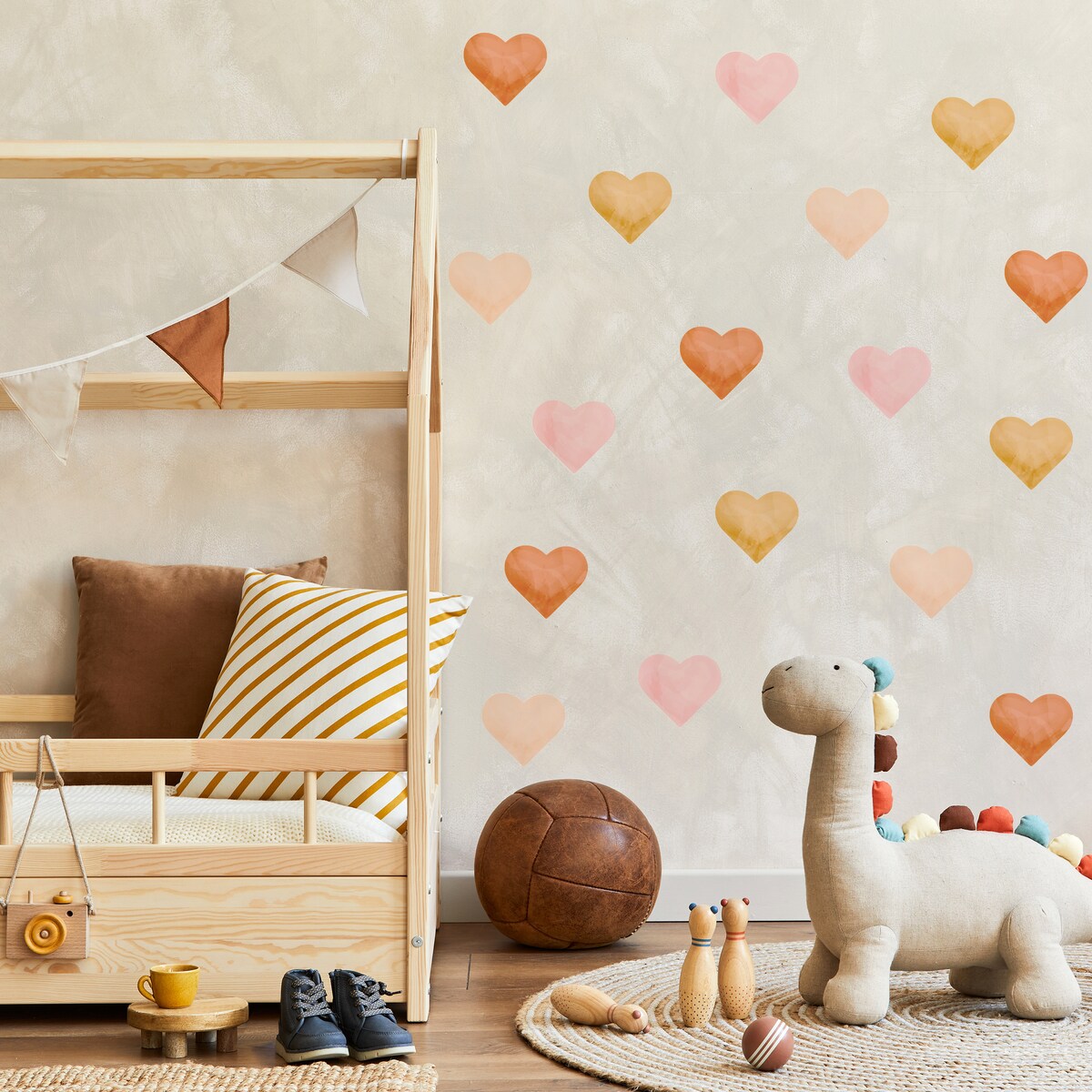 Naklejki Na Ścianę Dla Dzieci Pastelowe SERDUSZKA Serca Styl Boho ZESTAW