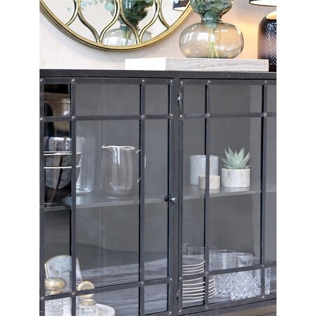 Komoda metalowa witryna przeszklona Factory 156 cm