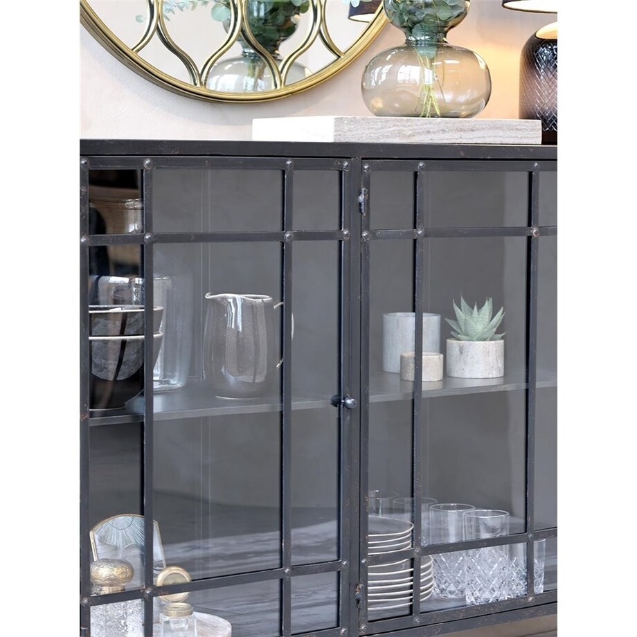 Komoda metalowa witryna przeszklona Factory 156 cm