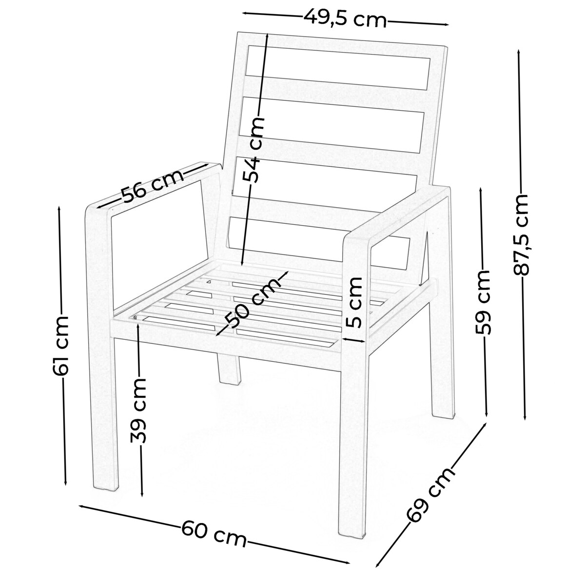 Zestaw mebli ogrodowych aluminiowe nowoczesne ATOL grafitowo szare