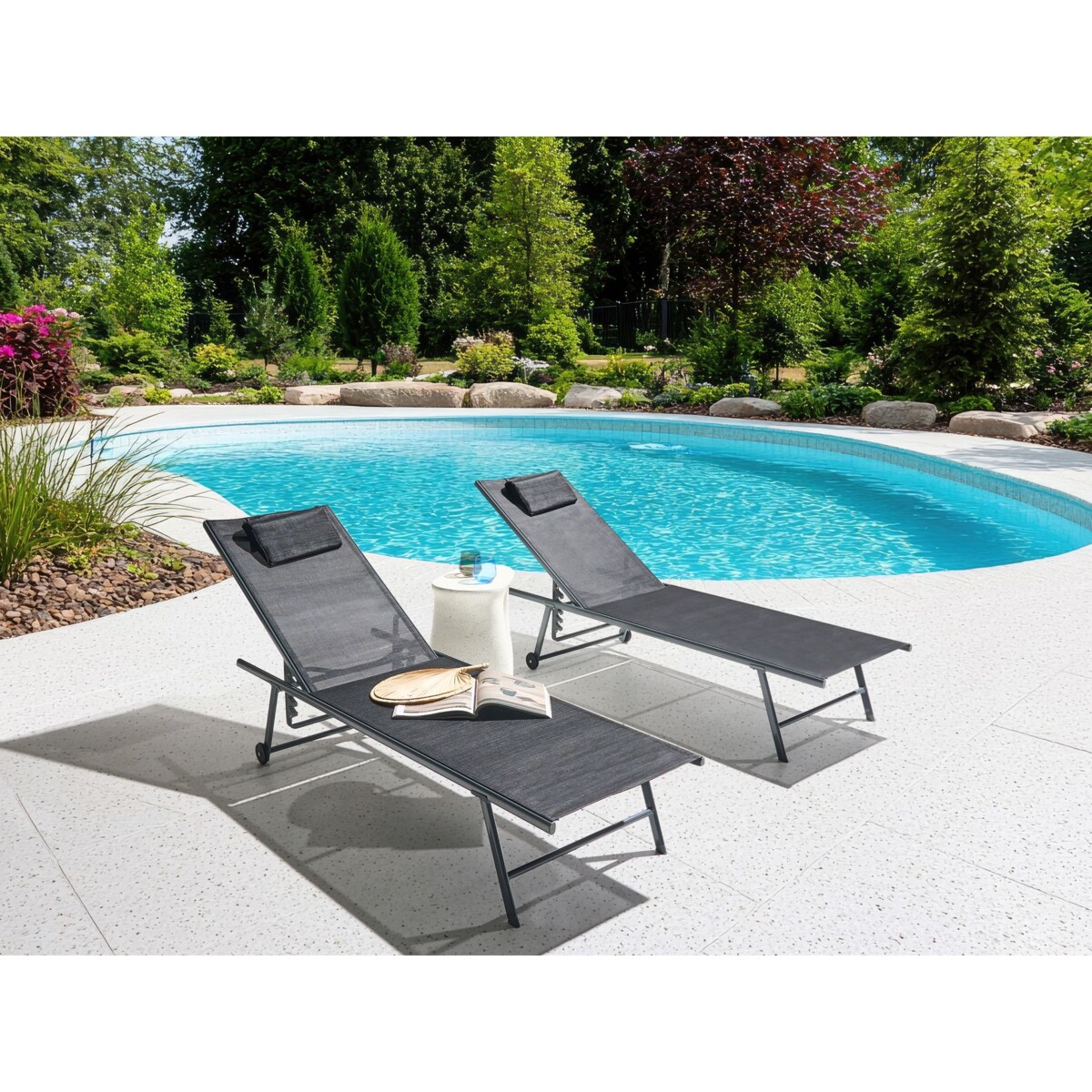 Zestaw 2 leżaków ogrodowych SORONI Metal Czarny
