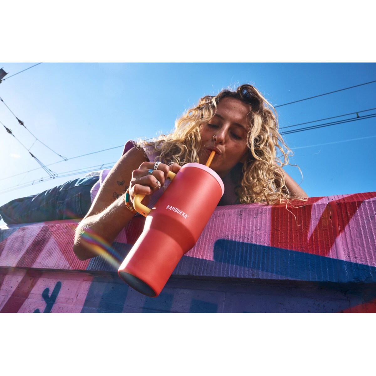 Kambukka Rio kubek termiczny ze słomką 950ml - Pink Papaya