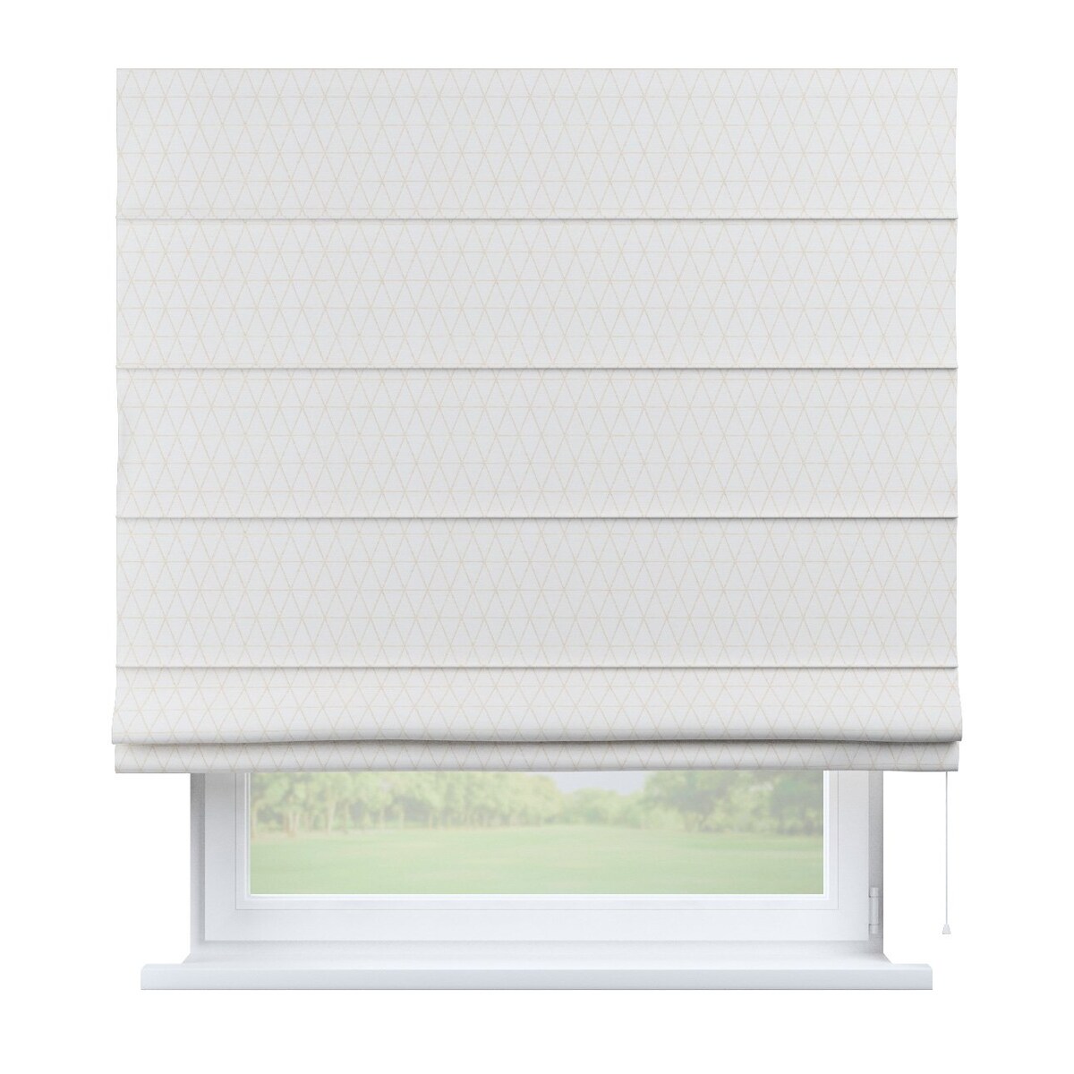 Roleta rzymska Capri, beżowe trójkąty na kremowo-białym tle, Sunny