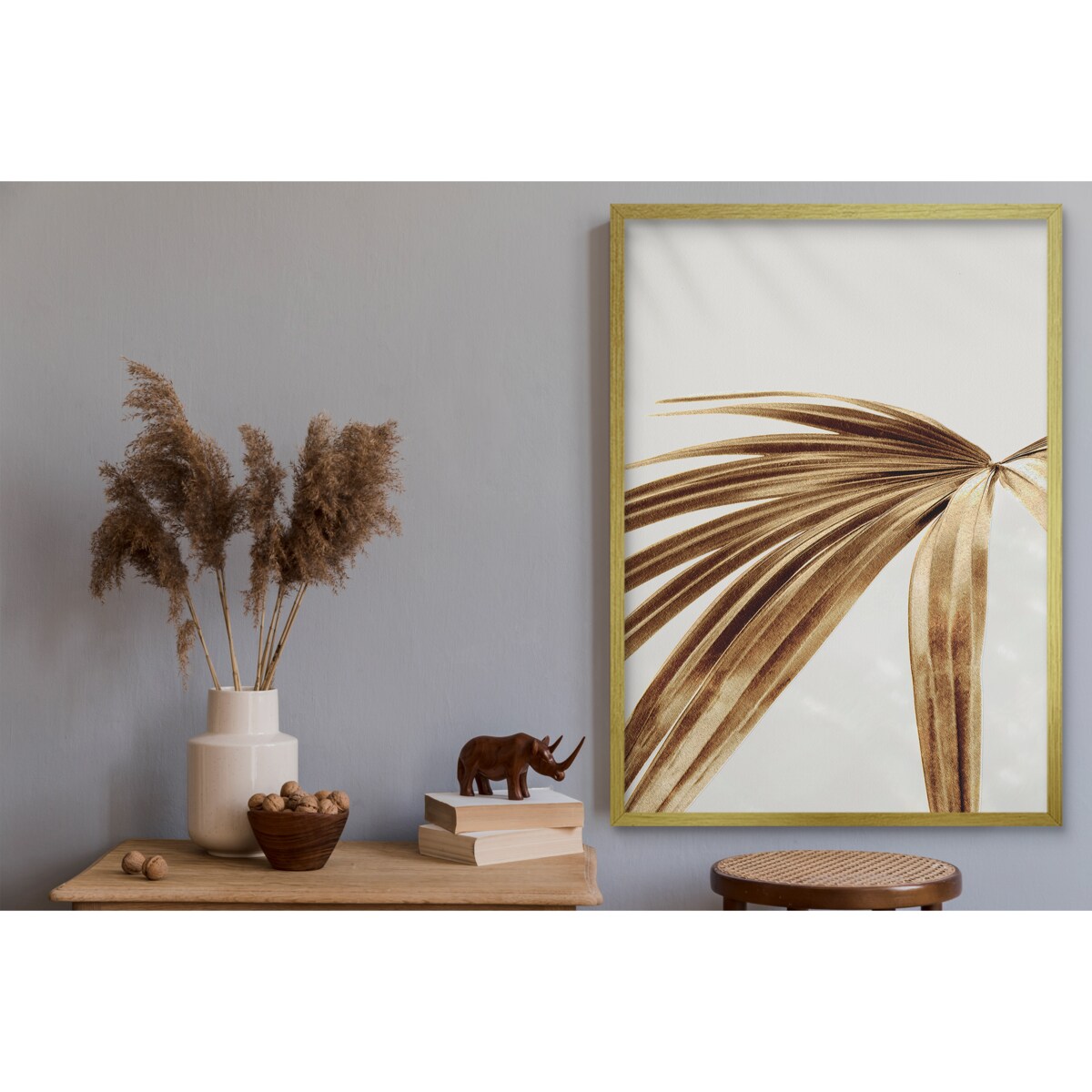 Dekoracja Glamour Obraz ścienny Plakat na ścianę w ramie Złoty Liść