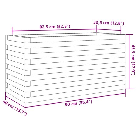 vidaXL Donica ogrodowa, biała, 90x40x45,5 cm, lite drewno sosnowe