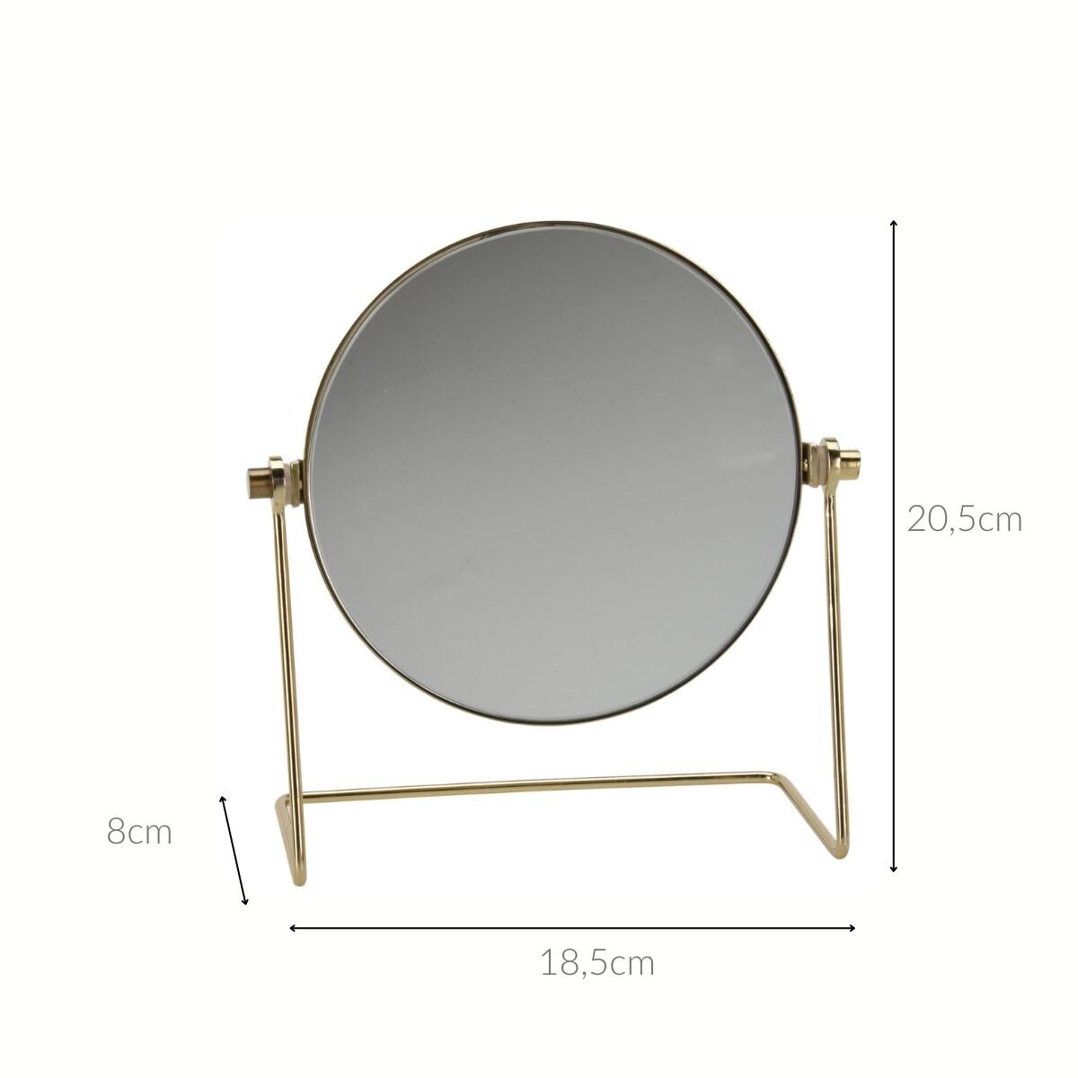 Lusterko do makijażu z minimalistyczną złotą podstawą, 20,5 x 18,5 x 8 cm