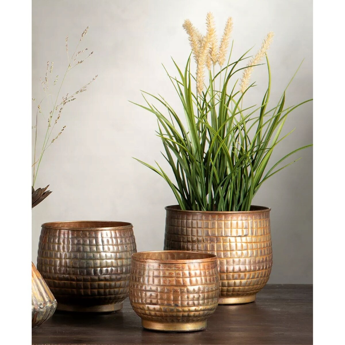 DONICZKA ZŁOTA 20cm METALOWA LOFT RETRO 3 szt BALKONOWA DO DOMU OSŁONKA