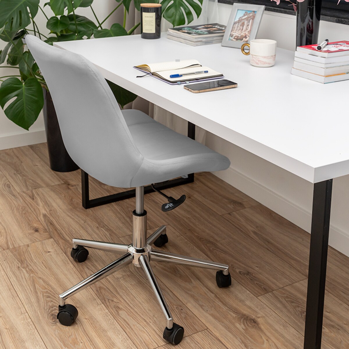 Fotel biurowy krzesło obrotowe szare regulowane do biura