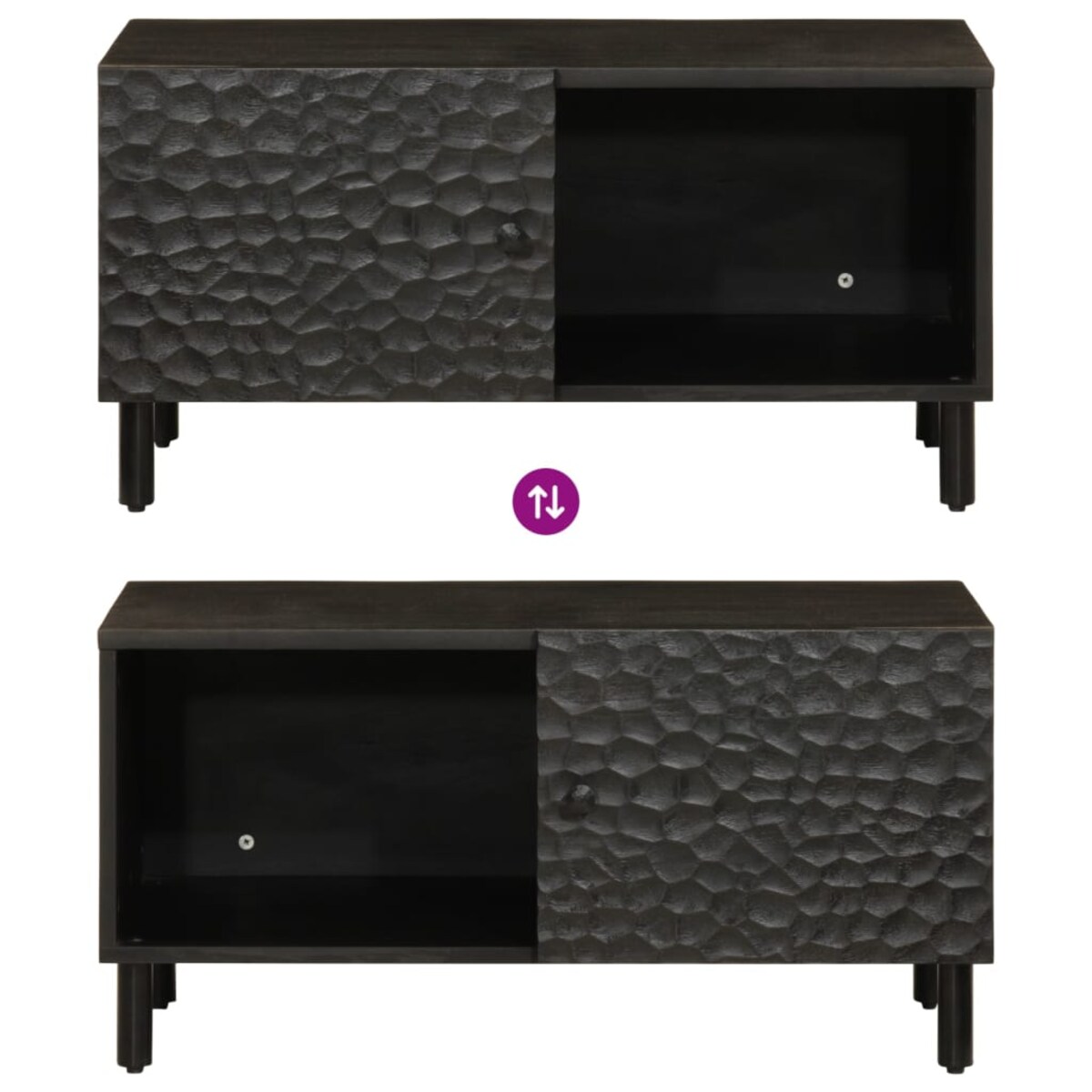 vidaXL Stolik kawowy, czarny, 80x50x40 cm, lite drewno mango