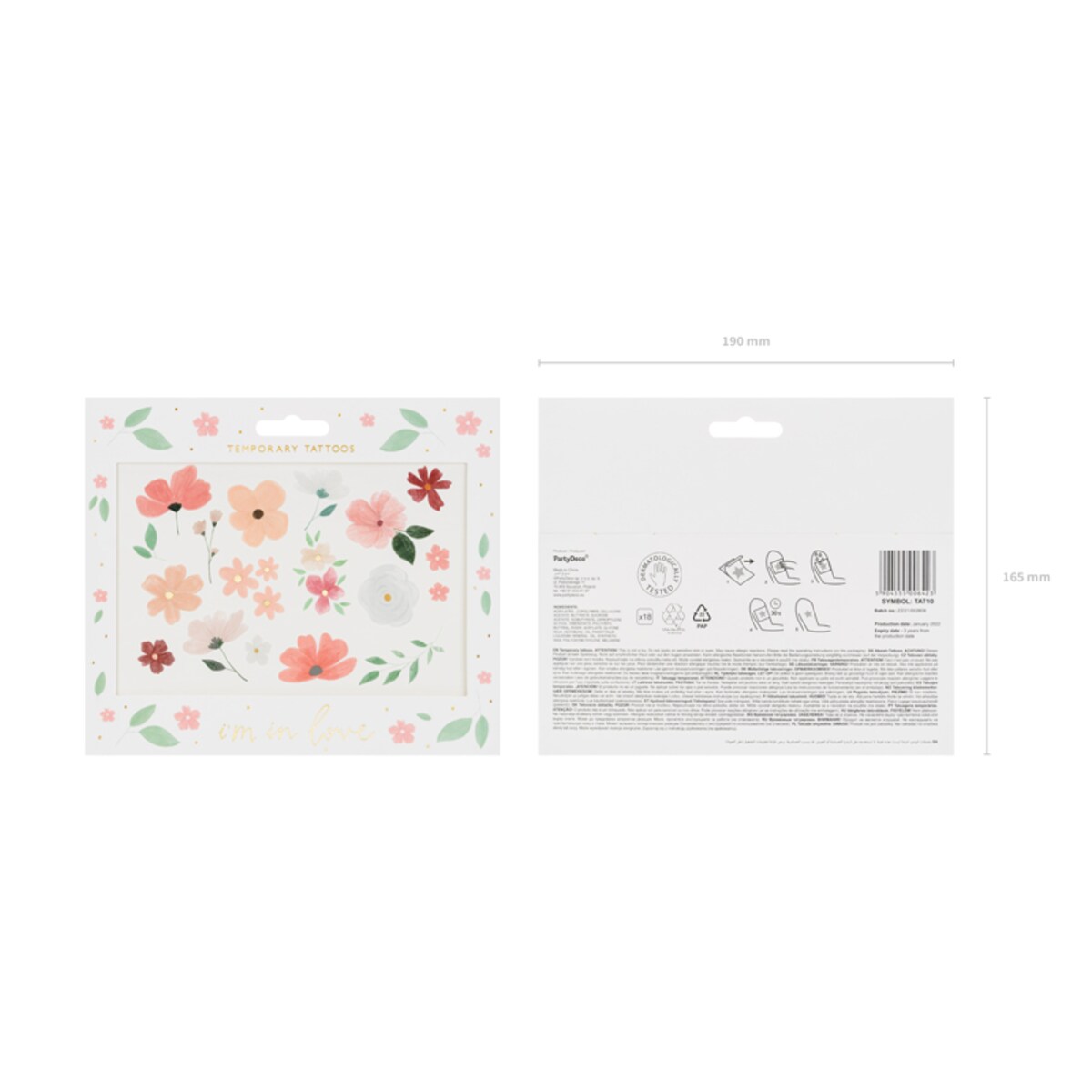 Tatuaże zmywalne I'm in love, mix (1 op. / 18 szt.)