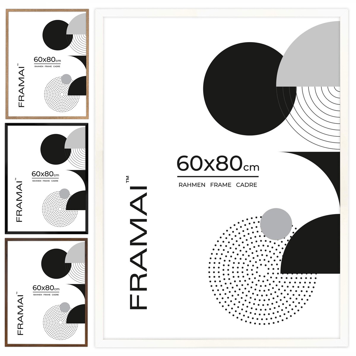 Ramka na zdjęcia 60x80 cm biała rama MDF z plexi do powieszenia pion poziom klasyczna ramka