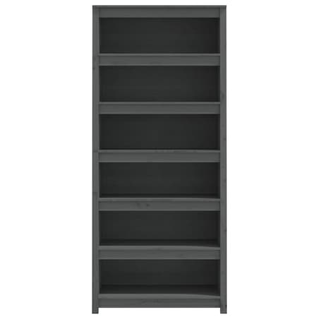vidaXL Regał na książki, szary, 80x35x183 cm, lite drewno sosnowe