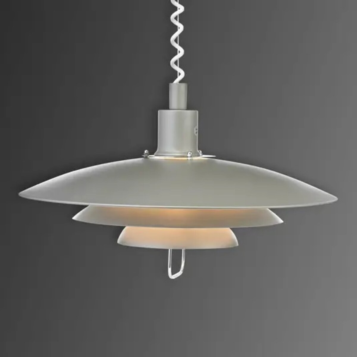 Loftowa lampa wisząca Kirkenes salonowa na sprężynie szara