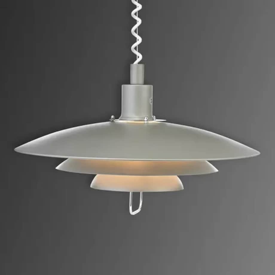 Loftowa lampa wisząca Kirkenes salonowa na sprężynie szara