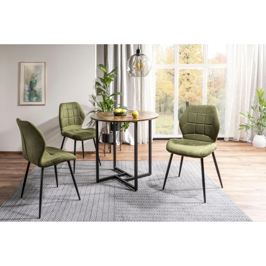 Stół okrągły ALTO II 80x80 brąz rustykalny/czarny