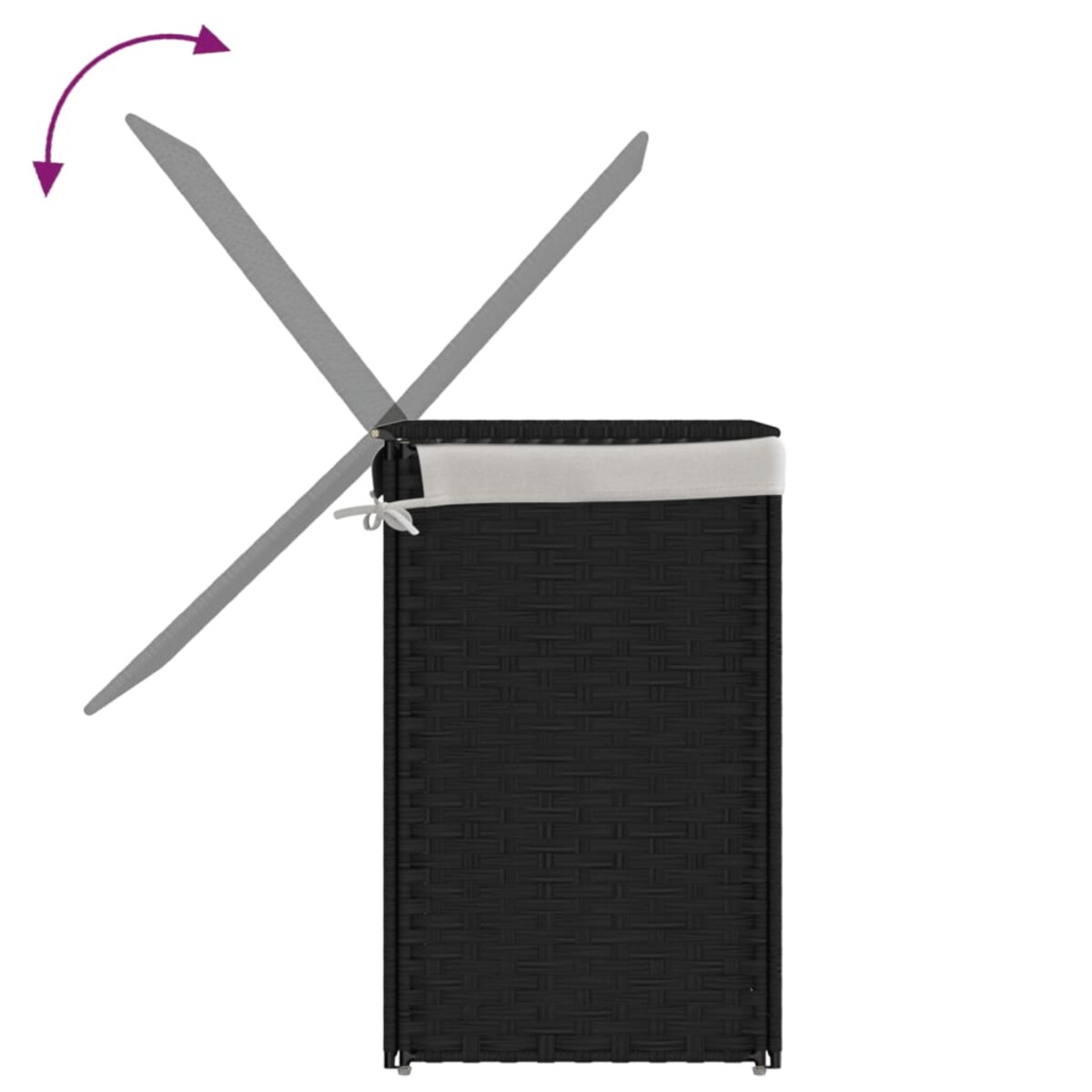 vidaXL Kosz na pranie z 2 komorami, czarny, 53x35x57 cm, polirattan