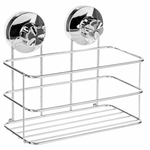 Półka łazienkowa, wisząca na przyssawki, stal chromowana, wysoka