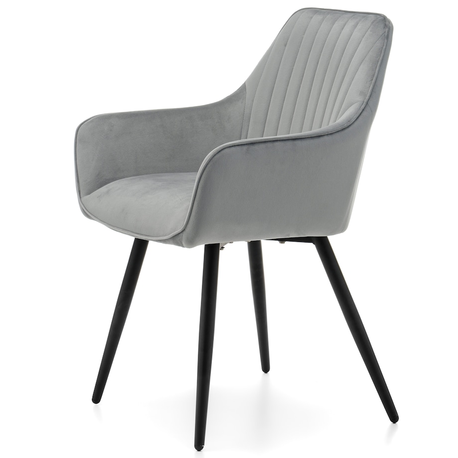 Krzesło tapicerowane pikowane welurowe do salonu jadalni nowoczesne PASSO jasnoszare