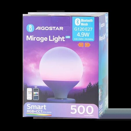 inteligentna lampa ambientowa bluetooth mesh g120 e27 4,9w rgb+cct