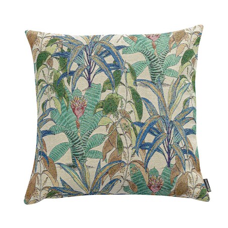 Poszewka Kinga na poduszkę 60x60 zielono-niebieskie motywy roślinne
