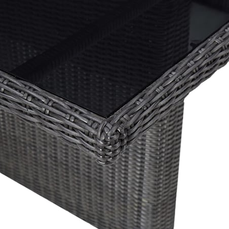 vidaXL Stół ogrodowy, czarny, 200x100x74 cm, szkło i rattan PE
