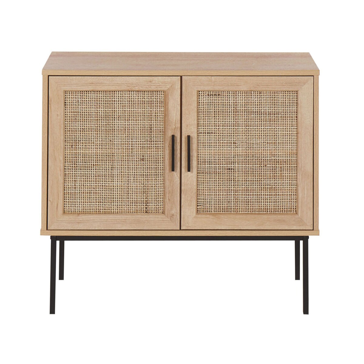 Szafka dwudrzwiowa fronty rattanowe jasne drewno PASCO