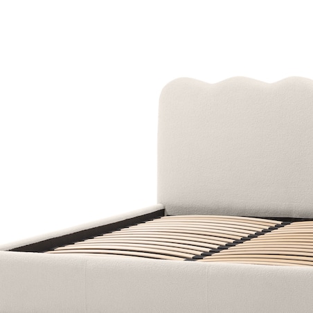 Łóżko 160x200 cm ze stelażem i pojemnikiem bouclé jasnobeżowe Londra