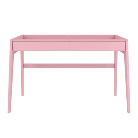 Drewniane bukowe biurko / toaletka z szufladami Visby LISA / kolor pudrowy róż