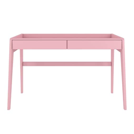 Drewniane bukowe biurko / toaletka z szufladami Visby LISA / kolor pudrowy róż