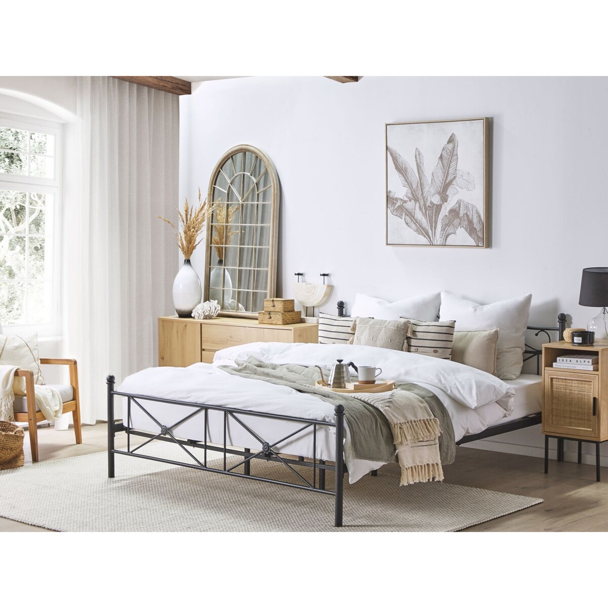 Łóżko metalowe 180 x 200 cm czarne RODEZ