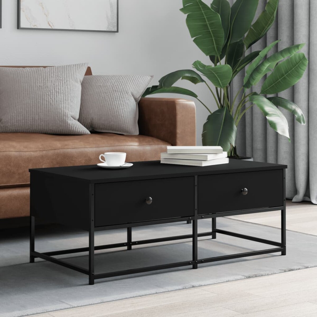 vidaXL Stolik kawowy, czarny 100x51x40 cm, materiał drewnopochodny
