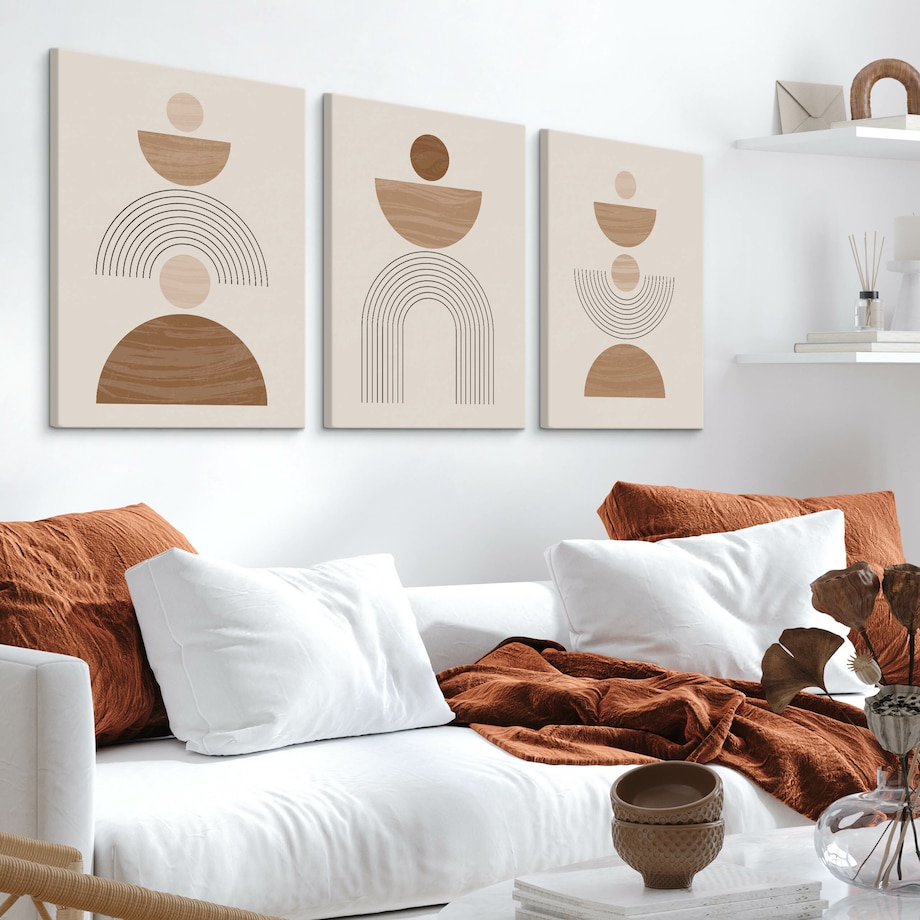 OBRAZY NA ŚCIANĘ SET MINIMALISTYCZNY WZÓR STYL BOHO ABSTRAKCJA 90x40cm