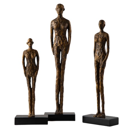 ZESTAW TRZECH FIGUREK DEKORACYJNYCH CHRISTIANO MIEDZIANE