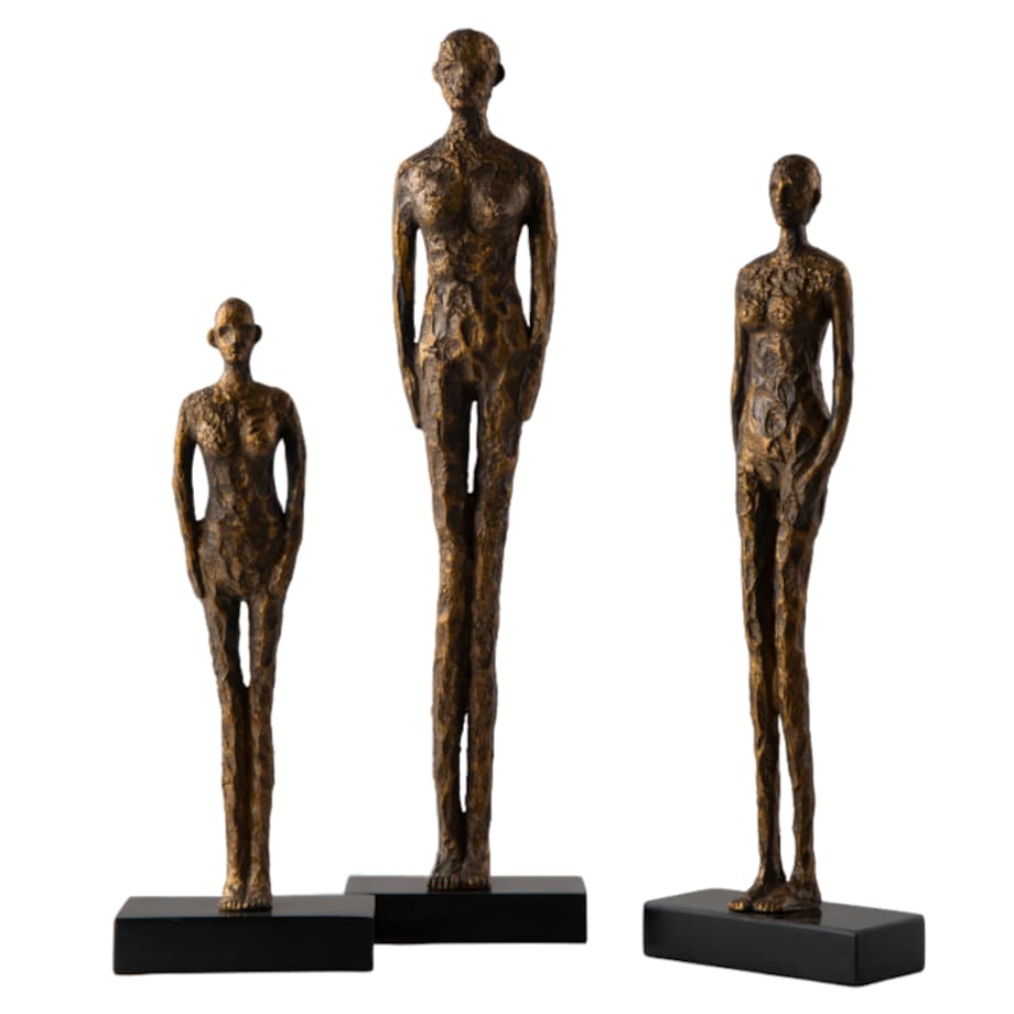 ZESTAW TRZECH FIGUREK DEKORACYJNYCH CHRISTIANO MIEDZIANE