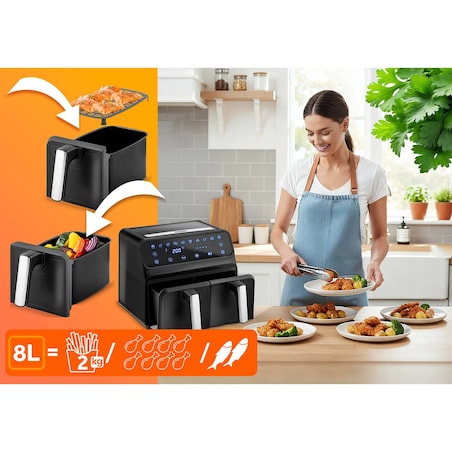 Frytkownica beztłuszczowa frytownica AIR FRYER 8l Berdsen