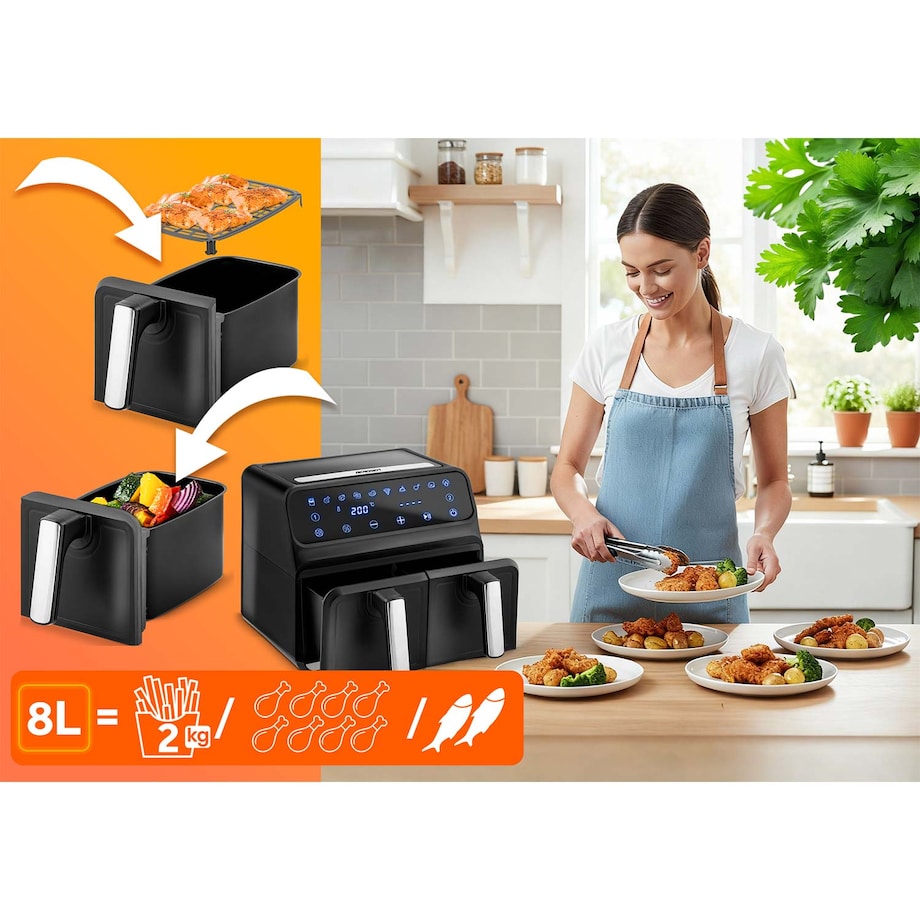 Frytkownica beztłuszczowa frytownica AIR FRYER 8l Berdsen