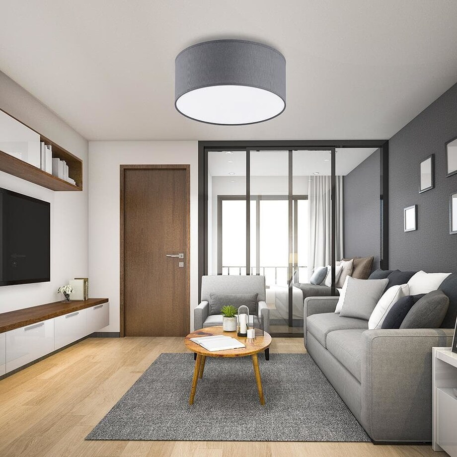 Okrągły plafon salonowy Rondo 3333 TK Lighting tkaninowy biały szary