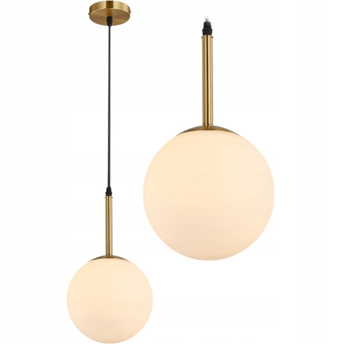 Lampa Wisząca Sufitowa Szklana Biała Mleczna Gold